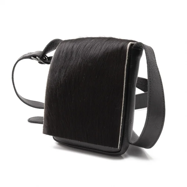 ジャンポールゴルチエJean Paul GAULTIER ハラコフラップミニショルダーバッグ 黒 K-119842_001