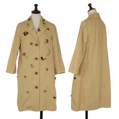 MUVEIL Cotton Flower Motif Decoration Coat