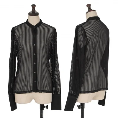 agnes b. Nylon Stretch See Through Stripe Long Sleeve Shirt