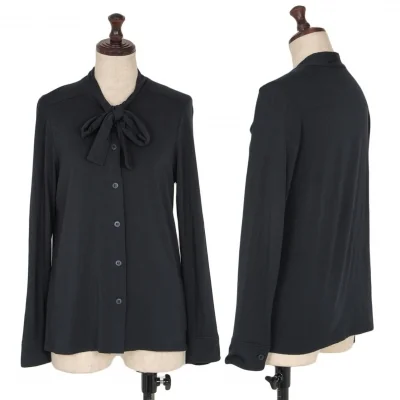 agnes b. Rayon Stretch Bowtie Long Sleeve Shirt