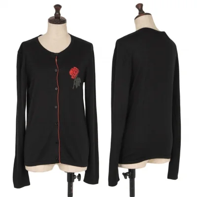 agnes b. Silk Cotton Flower Knit Cardigan