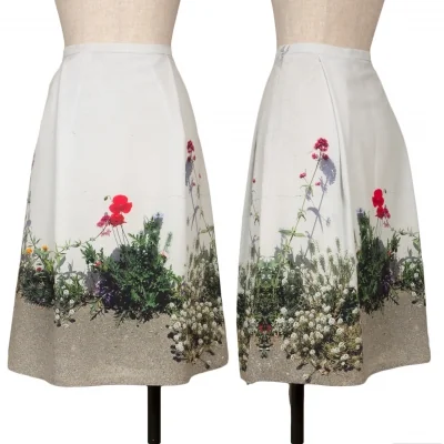 agnes b. Poly Flower Print Skirt