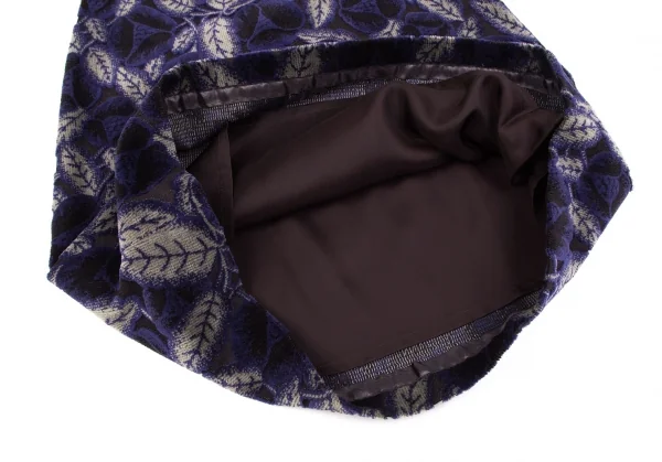 ミナペルホネンmina perhonen jardin コットンパイルリーフスカート 青黒36 K-119881_007