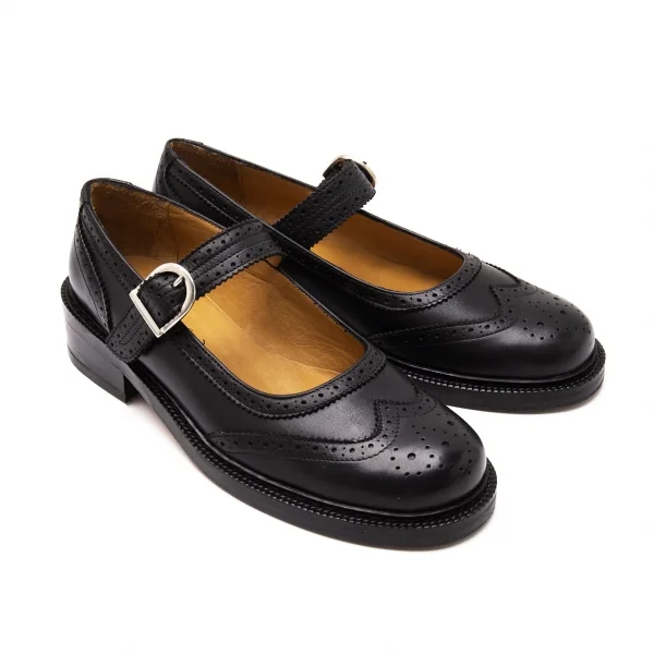 アニエスベーagnes b. ウイングチップストラップレザーシューズ 37 黒37(23.5cm位) K-119893_001