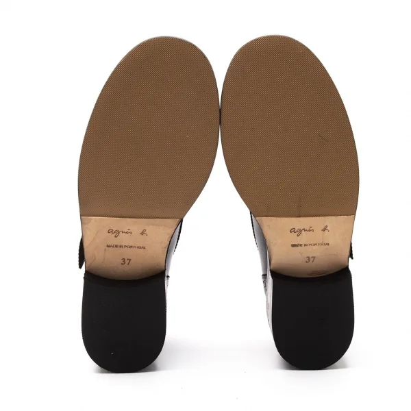 アニエスベーagnes b. ウイングチップストラップレザーシューズ 37 黒37(23.5cm位) K-119893_010