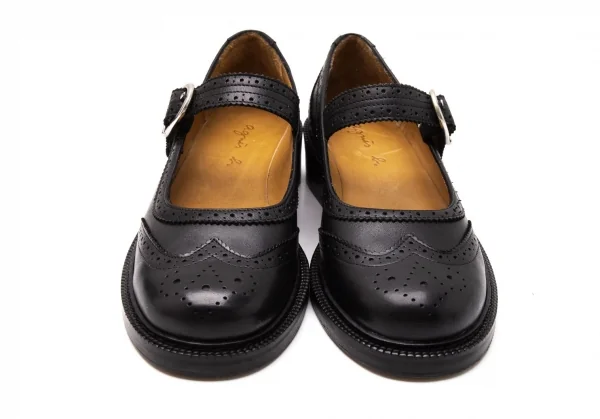 アニエスベーagnes b. ウイングチップストラップレザーシューズ 37 黒37(23.5cm位) K-119893_002
