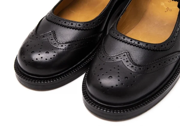 アニエスベーagnes b. ウイングチップストラップレザーシューズ 37 黒37(23.5cm位) K-119893_003