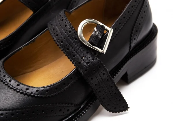 アニエスベーagnes b. ウイングチップストラップレザーシューズ 37 黒37(23.5cm位) K-119893_005