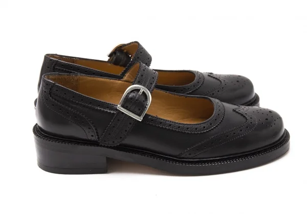 アニエスベーagnes b. ウイングチップストラップレザーシューズ 37 黒37(23.5cm位) K-119893_007