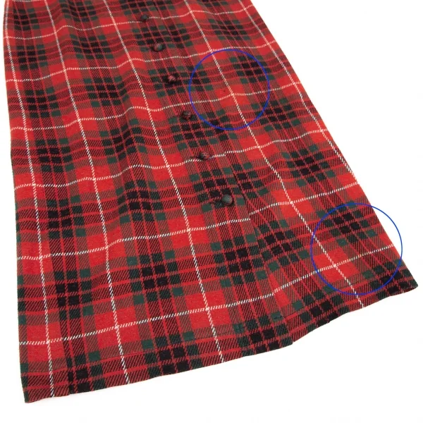 トリココムデギャルソンtricot COMME des GARCONSコットンタータンチェック前開きスカート 赤緑M K-119901_005