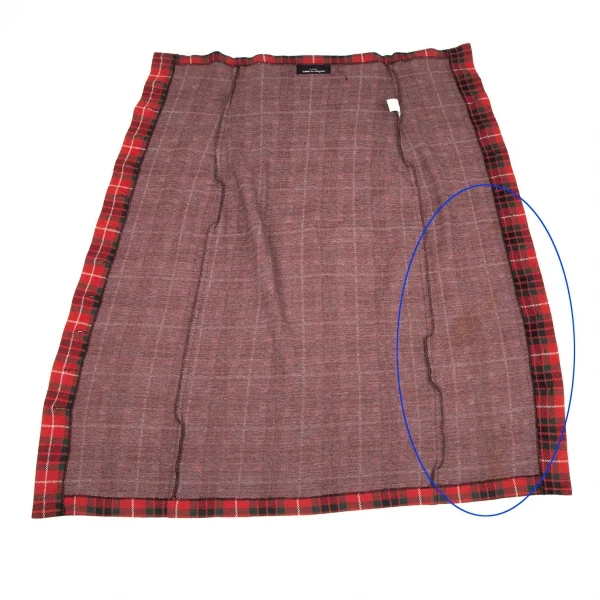 トリココムデギャルソンtricot COMME des GARCONSコットンタータンチェック前開きスカート 赤緑M K-119901_008