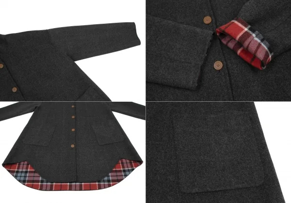 ヴィヴィアンウエストウッド レッドレーベルVivienne Westwood Red Label ウールストール付きダブルフェイスコート チャコール00 K-119935_010