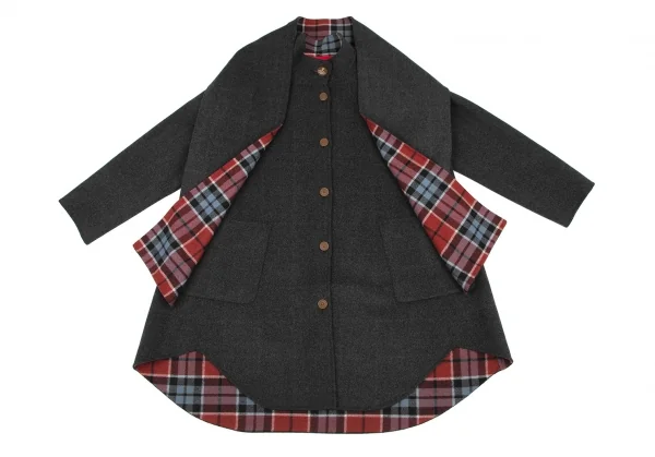 ヴィヴィアンウエストウッド レッドレーベルVivienne Westwood Red Label ウールストール付きダブルフェイスコート チャコール00 K-119935_002