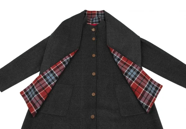 ヴィヴィアンウエストウッド レッドレーベルVivienne Westwood Red Label ウールストール付きダブルフェイスコート チャコール00 K-119935_003