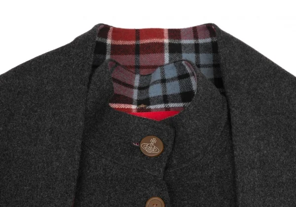 ヴィヴィアンウエストウッド レッドレーベルVivienne Westwood Red Label ウールストール付きダブルフェイスコート チャコール00 K-119935_004