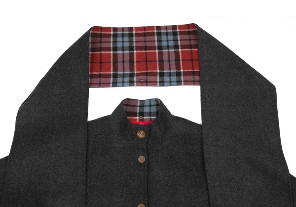 ヴィヴィアンウエストウッド レッドレーベルVivienne Westwood Red Label ウールストール付きダブルフェイスコート チャコール00 K-119935_006