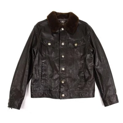 RRL Blanket Lining Shearling Collar Leather Jacket
