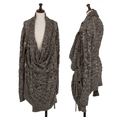 ANN DEMEULEMEESTER Draped Knit Long Cardigan