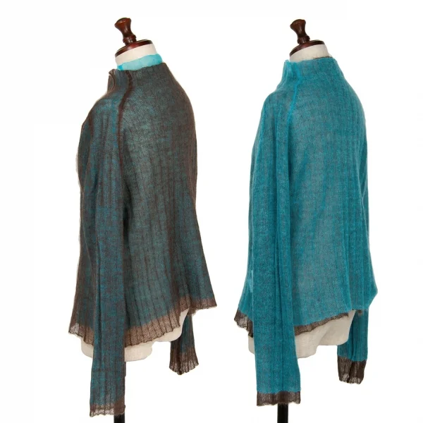 イッセイミヤケ ハートISSEY MIYAKE HaaT バイカラーレイヤードヘアリーニット 茶水色2 K-120113_002