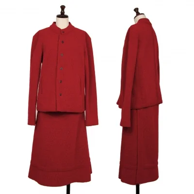 イッセイミヤケ ハートISSEY MIYAKE HaaT 圧縮ウールスタンドカラージャケットセットアップ