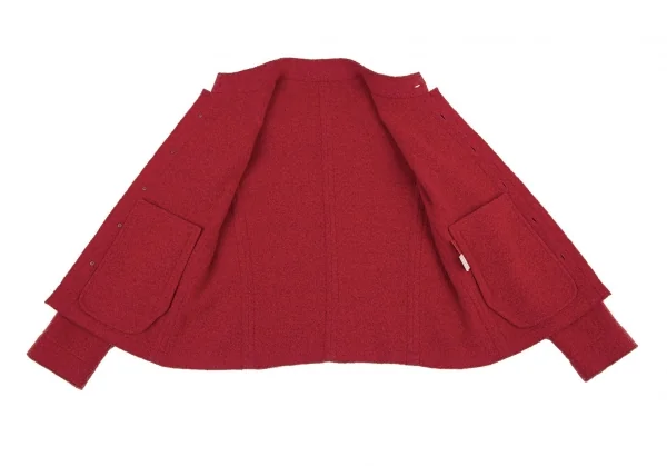 イッセイミヤケ ハートISSEY MIYAKE HaaT 圧縮ウールスタンドカラージャケットセットアップ 赤3・2 K-120120_007