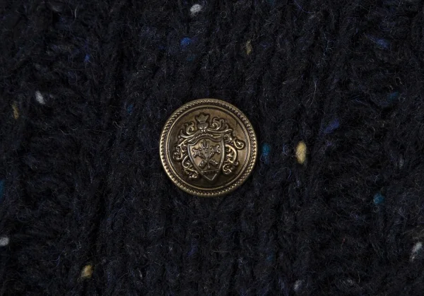 トリココムデギャルソンtricot COMME des GARCONS フロントネップケーブルニット切替タータンチェックカーディガン 紺赤茶M位 K-120126_005