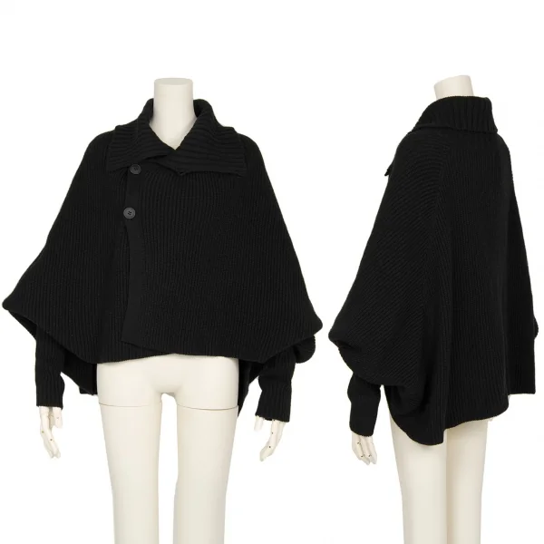 RISMAT by Y's Ribbed Knit Poncho Cardigan Black 2 K-120130_001