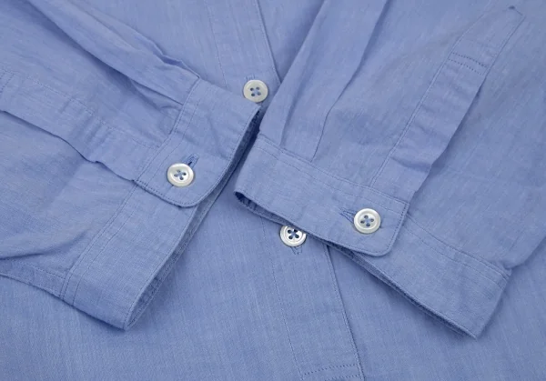 マーガレットハウエルMARGARET HOWELL コットンバンドカラーギャザーヨークシャツ 水色I K-120134_010