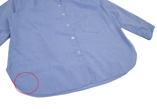 マーガレットハウエルMARGARET HOWELL コットンバンドカラーギャザーヨークシャツ 水色I K-120134_012