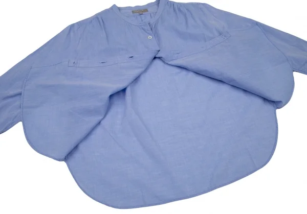 マーガレットハウエルMARGARET HOWELL コットンバンドカラーギャザーヨークシャツ 水色I K-120134_014