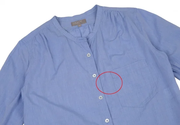 マーガレットハウエルMARGARET HOWELL コットンバンドカラーギャザーヨークシャツ 水色I K-120134_003