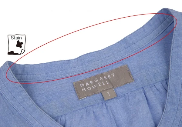 マーガレットハウエルMARGARET HOWELL コットンバンドカラーギャザーヨークシャツ 水色I K-120134_006