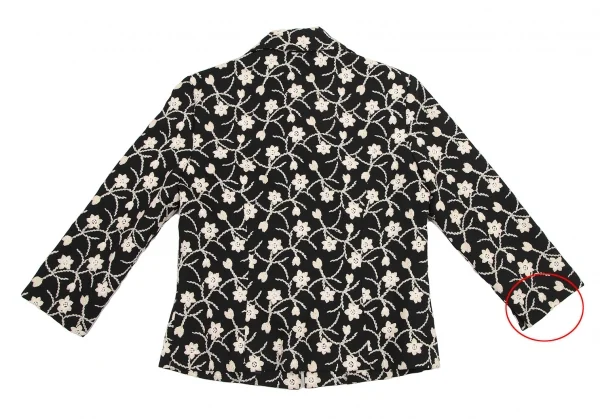 シビラSybilla ボタニカル刺繍7分袖ジャケット 黒ベージュL K-120216_012