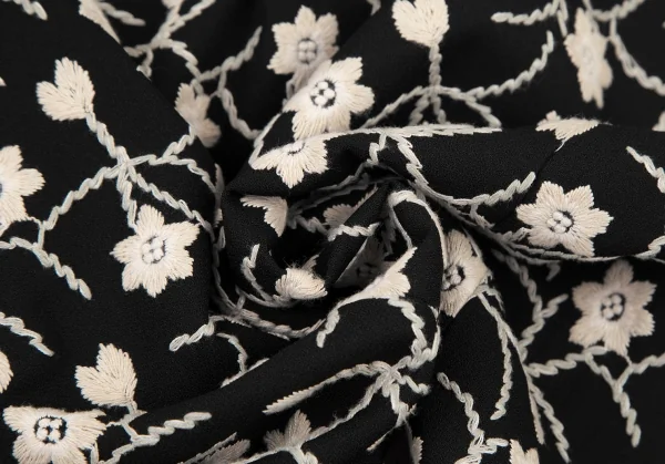 シビラSybilla ボタニカル刺繍7分袖ジャケット 黒ベージュL K-120216_015