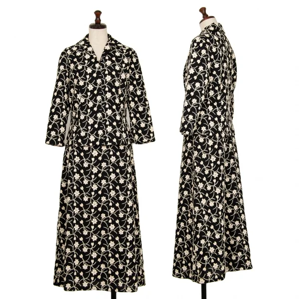 シビラSybilla ボタニカル刺繍7分袖ジャケット 黒ベージュL K-120216_016