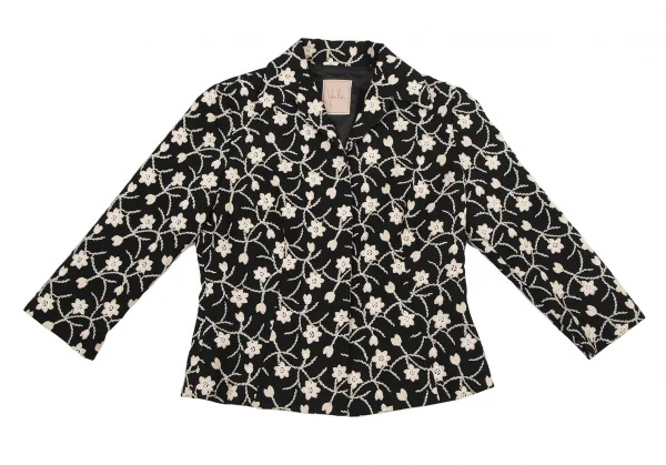 シビラSybilla ボタニカル刺繍7分袖ジャケット 黒ベージュL K-120216_002