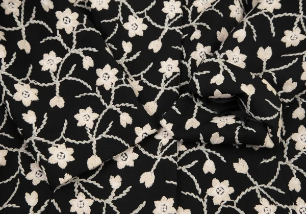 シビラSybilla ボタニカル刺繍7分袖ジャケット 黒ベージュL K-120216_008