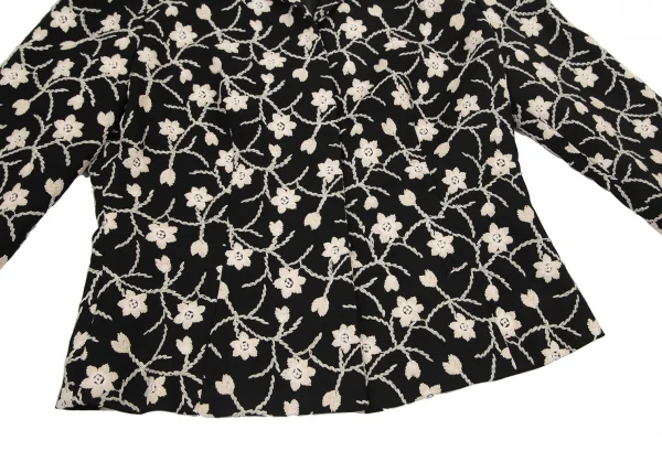 シビラSybilla ボタニカル刺繍7分袖ジャケット 黒ベージュL K-120216_009