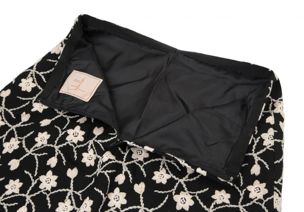 シビラSybilla ボタニカル刺繍フレアスカート 黒ベージュL K-120217_010