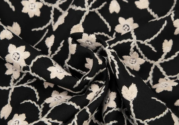 シビラSybilla ボタニカル刺繍フレアスカート 黒ベージュL K-120217_013