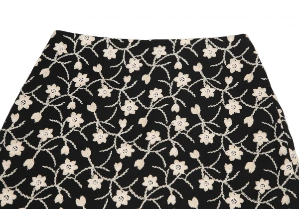 シビラSybilla ボタニカル刺繍フレアスカート 黒ベージュL K-120217_003