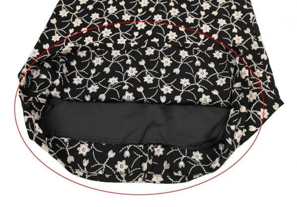 シビラSybilla ボタニカル刺繍フレアスカート 黒ベージュL K-120217_006