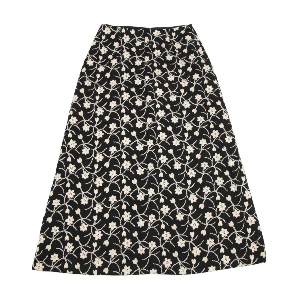 シビラSybilla ボタニカル刺繍フレアスカート 黒ベージュL K-120217_009