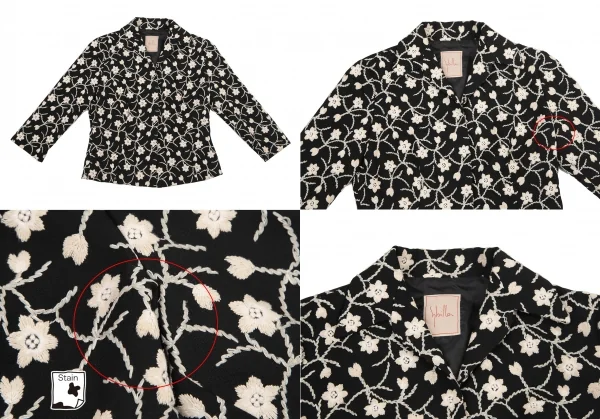 シビラSybilla ボタニカル刺繍セットアップスーツ 黒ベージュL K-120218_003