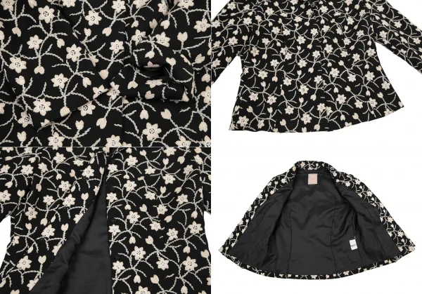 シビラSybilla ボタニカル刺繍セットアップスーツ 黒ベージュL K-120218_006