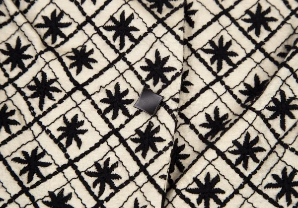 シビラSybilla フラワーチェック刺繍7分袖ジャケット ベージュ黒M K-120222_011
