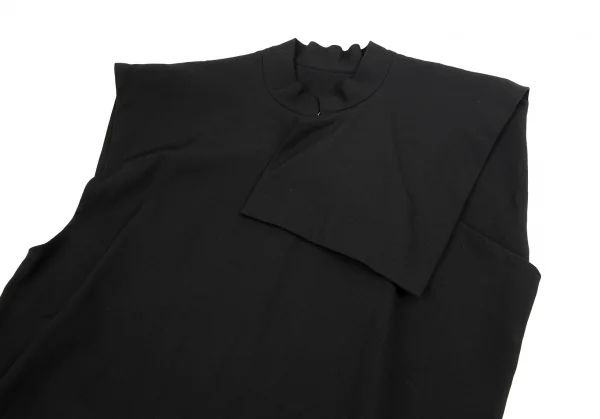 ワイズY's ウールギャバマオカラーノースリーブワンピース 黒M位 K-120232_003