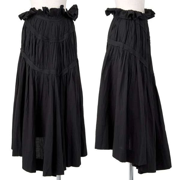 ヨウジヤマモトY's ギャザースカート ウエスト ゴム ヨウジヤマモト ファムYohji Yamamoto femme 綿テープたたき