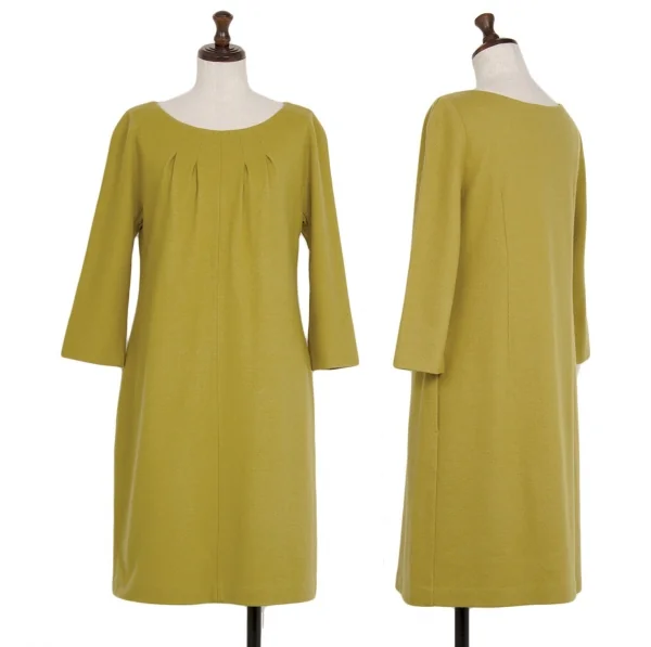Sybilla Wool Box Tuck Dress Mustard M K-120407_001