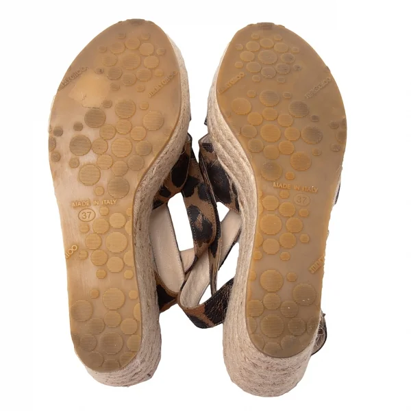 ジミーチュウJIMMY CHOO レオパードウェッジソールサンダル ブラウン黒37(24位) K-120500_015